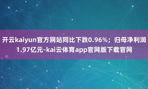 开云kaiyun官方网站同比下跌0.96%；归母净利润1.97亿元-kai云体育app官网版下载官网