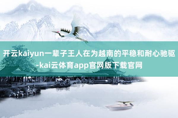 开云kaiyun一辈子王人在为越南的平稳和耐心驰驱-kai云体育app官网版下载官网